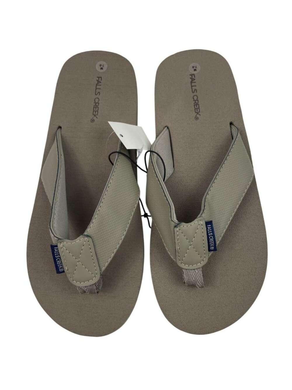 Falls Creek Mens Size Medium (7-8) Taupe Flip Flops Sandals - Picture 3 of 9